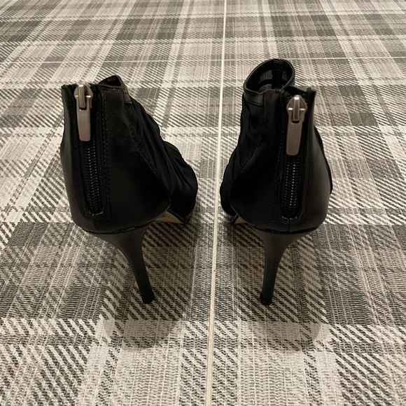 Sheer Black Open-Toe Heels/Ankle Booties - Picture 3 of 6